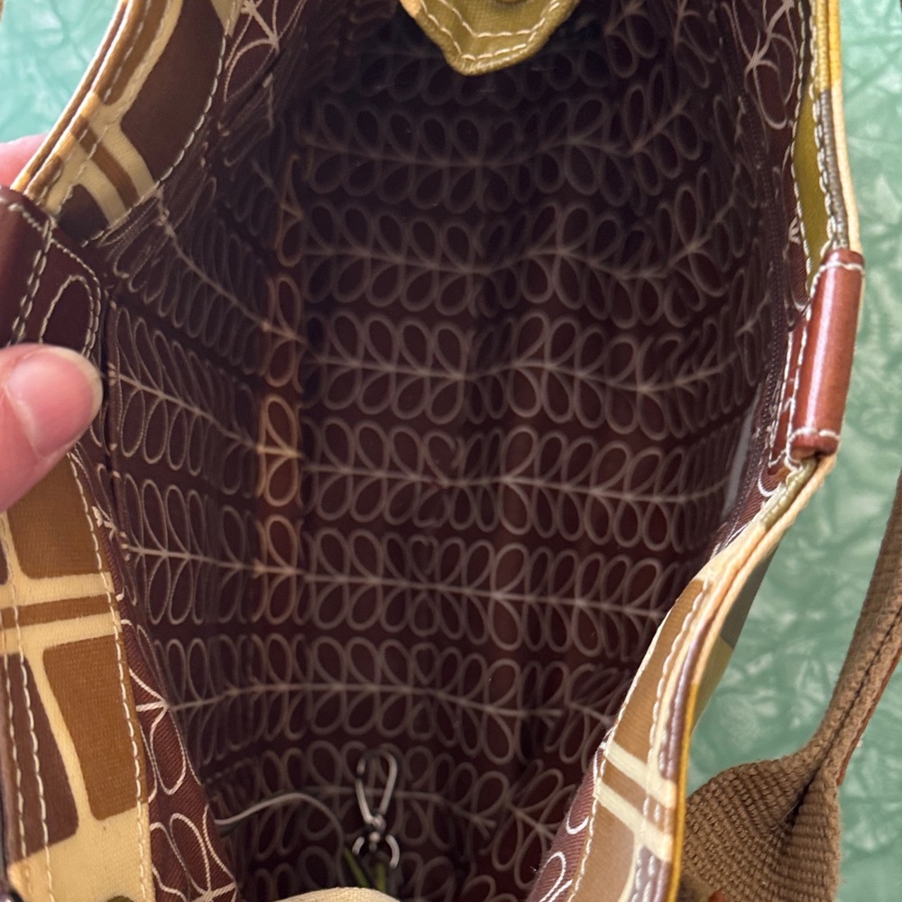Orla Kiely Geometric Patterned Brown and Green Women's Bag - Picture 10 of 13